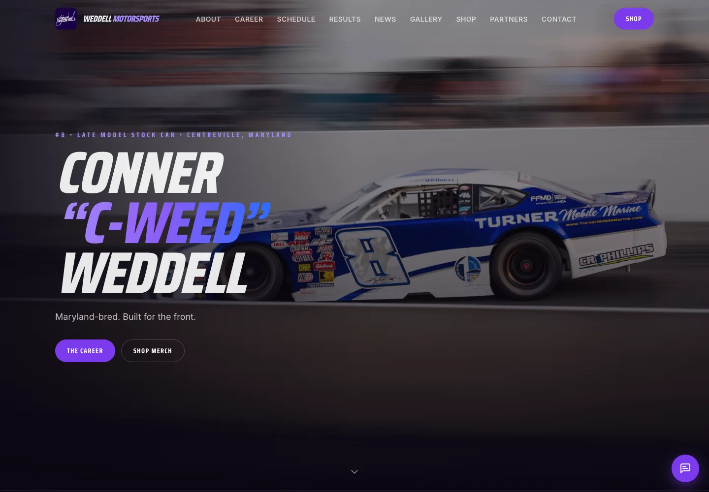 Weddell Motorsports website shown on a desktop screen